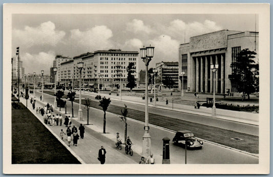 BERLIN GERMANY STALINALLEE VINTAGE REAL PHOTO POSTCARD RPPC STALIN STREET