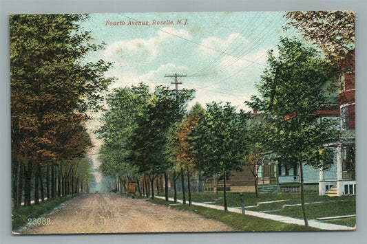 ROSELLE NJ FOURTH AVENUE ANTIQUE POSTCARD