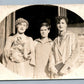 YOUNG LADIES w/ DOG ANTIQUE REAL PHOTO POSTCARD RPPC