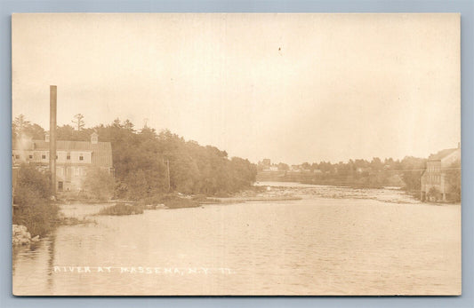MASSENA NY RIVER VIEW ANTIQUE REAL PHOTO POSTCARD RPPC