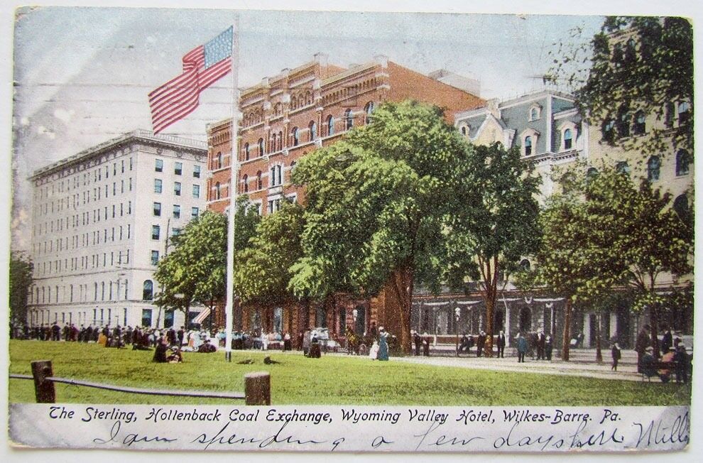 1906 POSTCARD HOLLENBACK COAL EXCHANGE WYOMING VALLEY HOTEL WILKES-BARRE PA