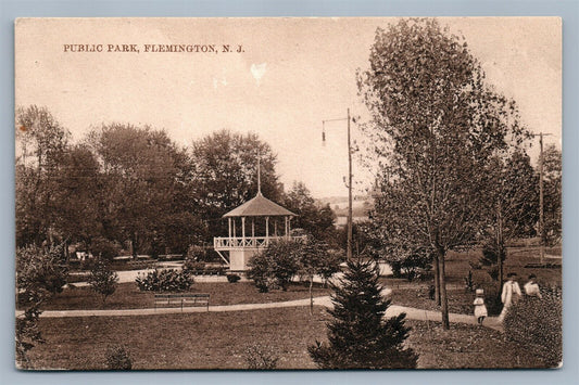 FLEMINGTON NJ PUBLIC PARK VINTAGE POSTCARD