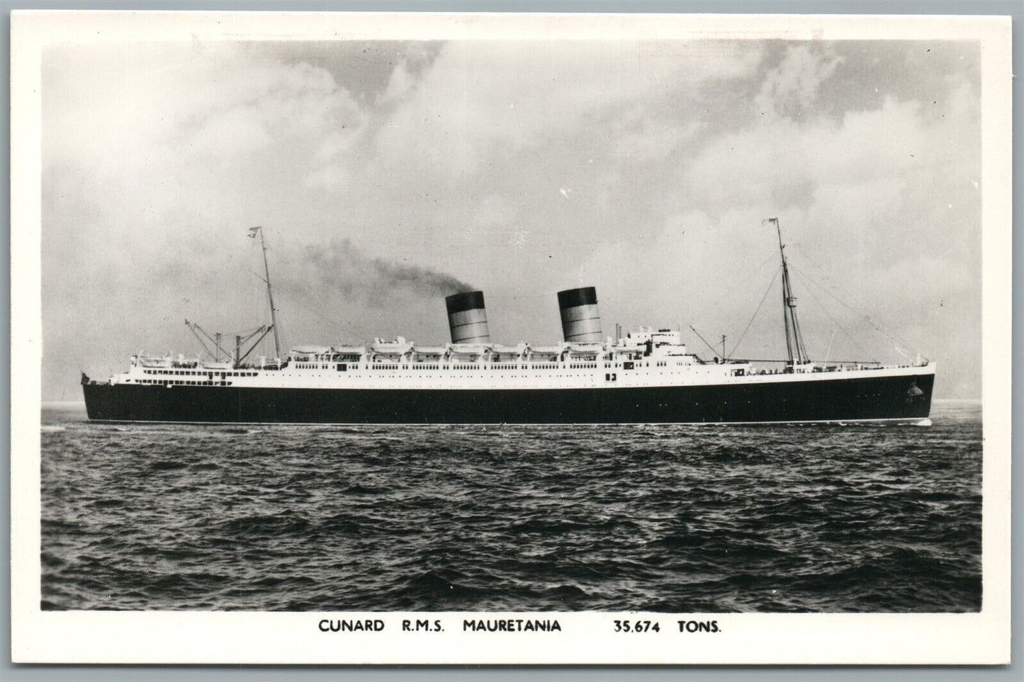 STEAMSHIP CUNARD R.M.S. MAURETANIA VINTAGE REAL PHOTO POSTCARD RPPC