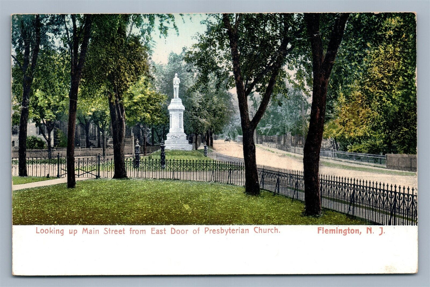 FLEMINGTON NJ MAIN STREET FROM PRESBYTERIAN CHURCH ANTIQUE POSTCARD