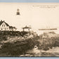 CAPE ELIZABETH ME LIGHT HOUSE & SS NORTHLAND ANTIQUE REAL PHOTO POSTCARD RPPC