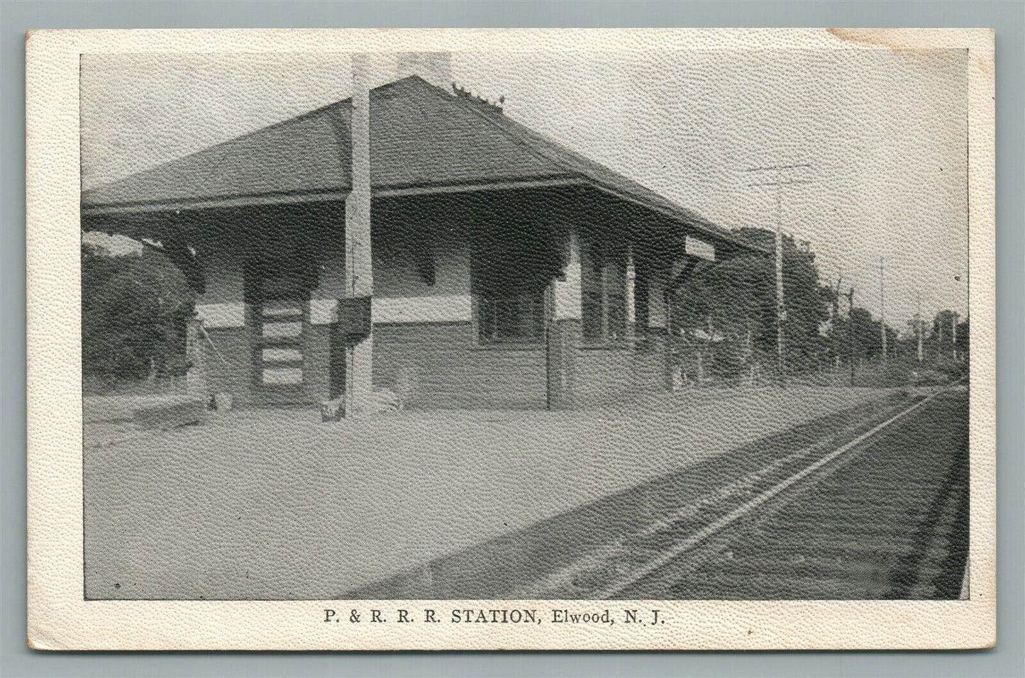 ELWOOD NJ RAILROAD STATION RAILWAY TRAIN DEPOT ANTIQUE POSTCARD