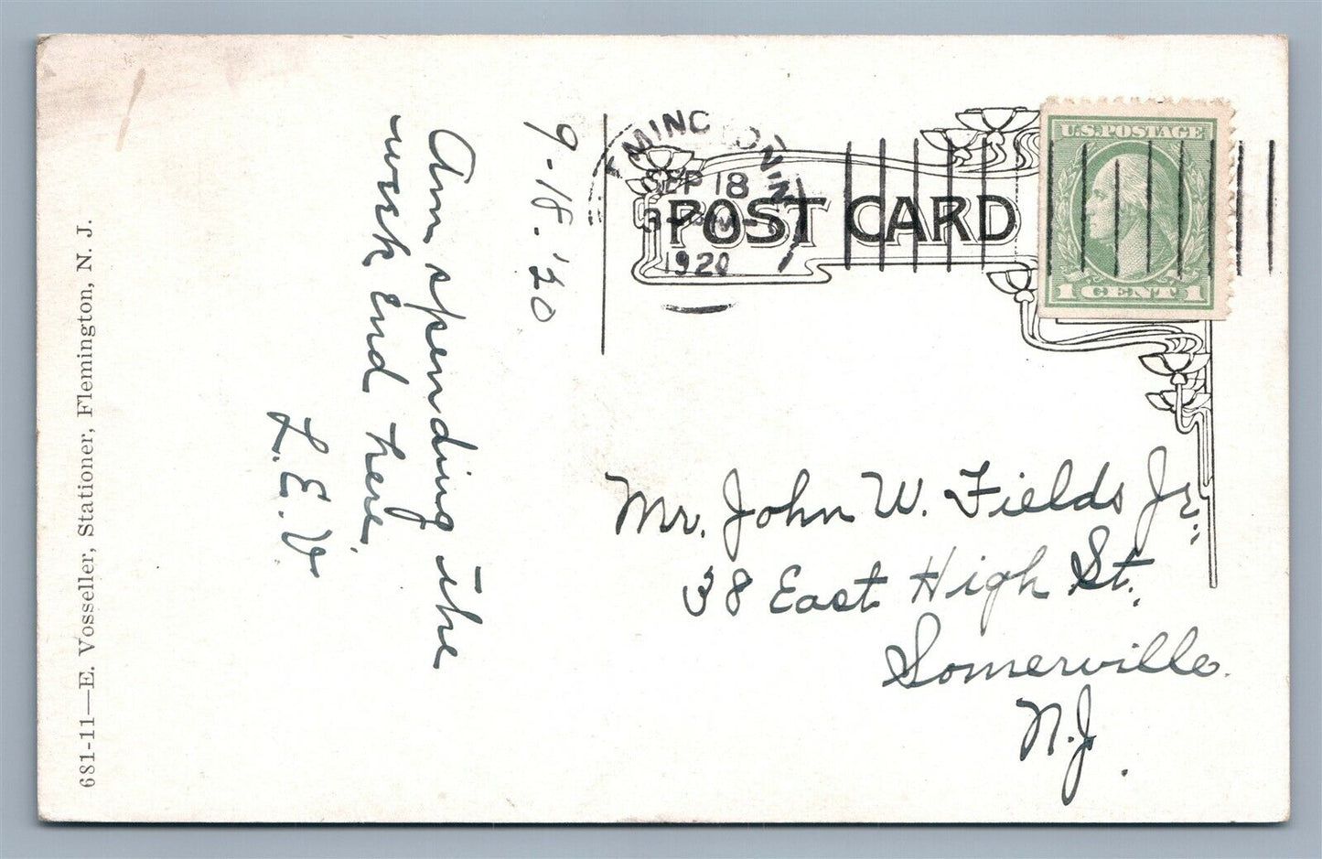 FLEMINGTON NJ BAPTIST CHURCH & PARSONAGE ANTIQUE POSTCARD