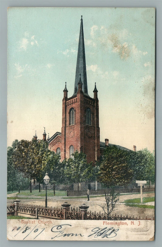 FLEMINGTON NJ BAPTIST CHURCH ANTIQUE POSTCARD