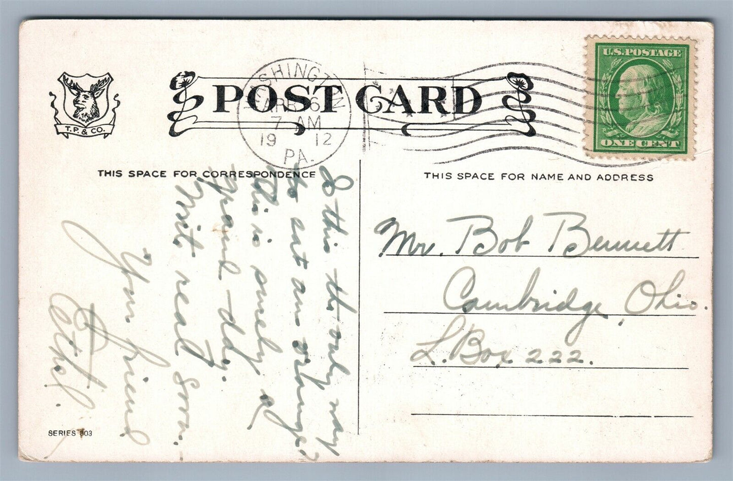 WASHINGTON PA ANTIQUE POSTCARD ORANGE EATING