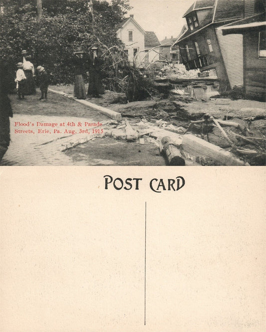 ERIE PA AFTER THE 1915 FLOOD 4th & PARADE STREET ANTIQUE POSTCARD
