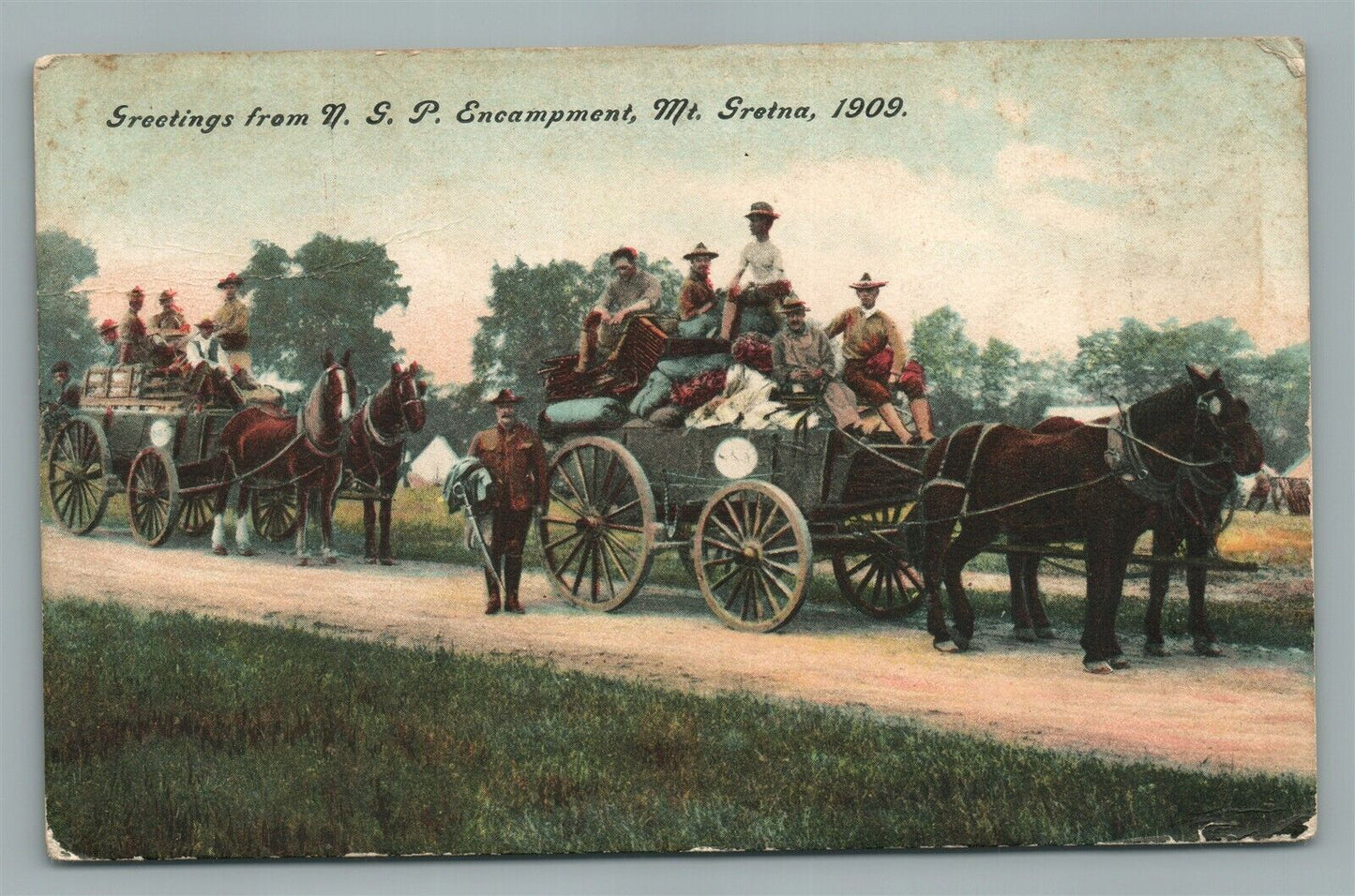 MT. GRETNA PA ENCAMPMENT MILITARY ANTIQUE POSTCARD