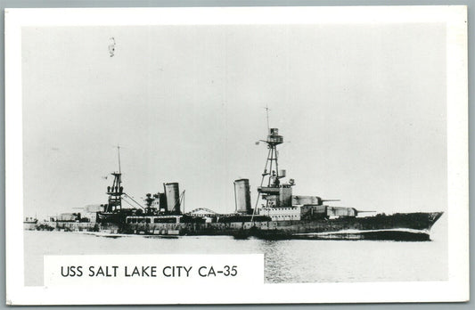 MILITARY SHIP USS SALT LAKE CITY VINTAGE REAL PHOTO POSTCARD RPPC