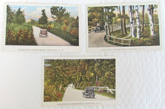 LOT OF 3 VINTAGE POSTCARDS - GREETINGS FROM WEST ONEONTA NEW YORK N.Y.