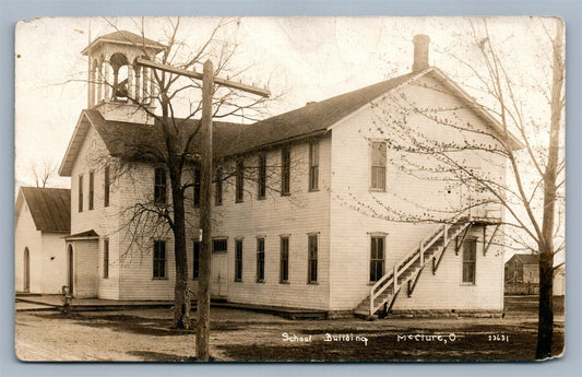 McCLURE OH SCHOOL BUILDING ANTIQUE REAL PHOTO POSTCARD RPPC