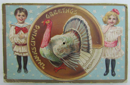 THANKSGIVING GREETINGS MUSICAL ANTIQUE POSTCARD