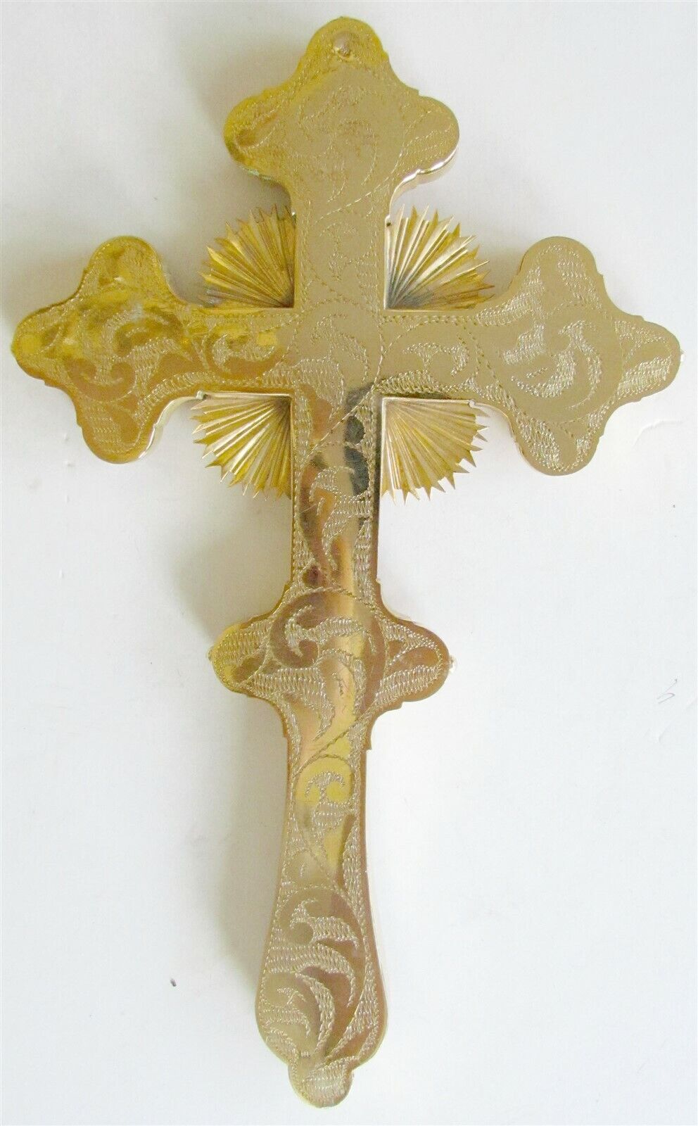 GREEK - RUSSIAN ORTHODOX CHURCH SILVER ENAMEL BLESSING CROSS marked 925