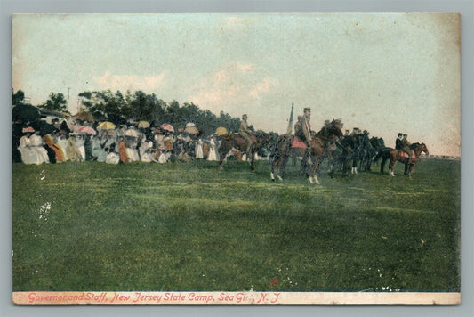 SEA GIRT NJ STATE CAMP GOVERNOR & STAFF ANTIQUE POSTCARD