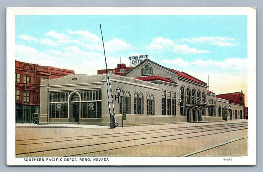 RENO NV RAILROAD DEPOT ANTIQUE POSTCARD RAILWAY TRAIN STATION