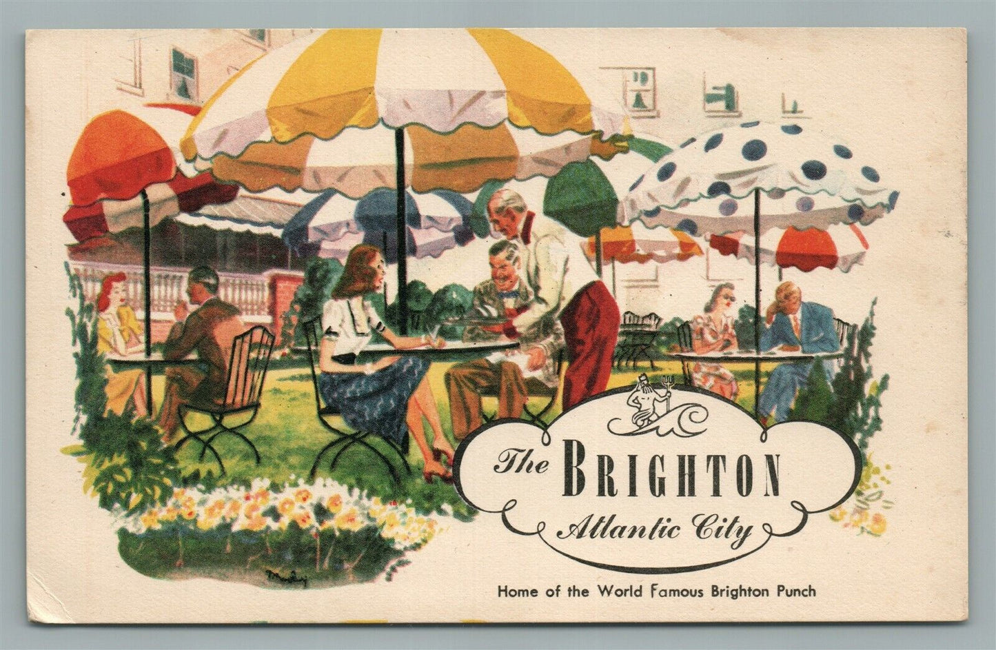 ATLANTIC CITY NJ THE BRIGHTON HOTEL VINTAGE POSTCARD