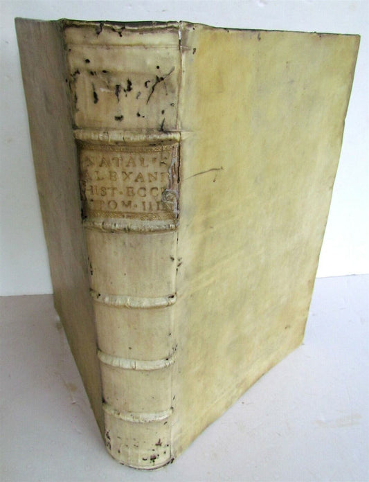 1734 VELLUM BOUND ANTIQUE FOLIO R.P. ALEXANDRI HISTORIA ECCLESIASTICA Vol. 3