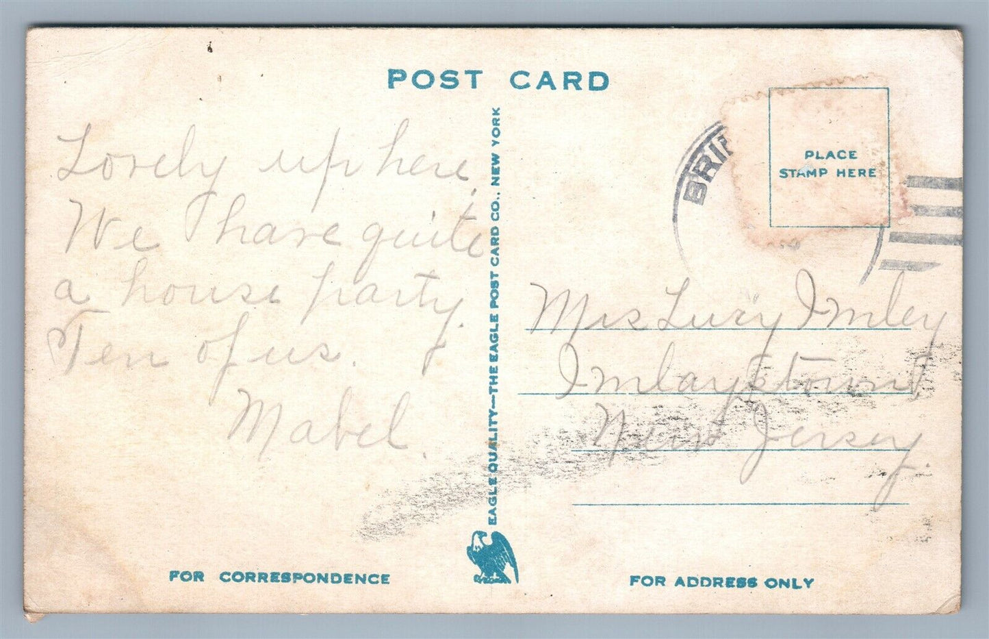 BRIDGEVILLE NJ MOUNTAIN LAKE SWEENEY SUMMER HOME ANTIQUE POSTCARD