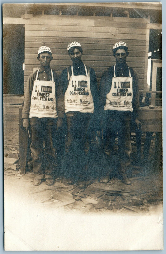 SHARON SPRINGS KS LUMBER ADVERTISING ANTIQUE REAL PHOTO POSTCARD RPPC