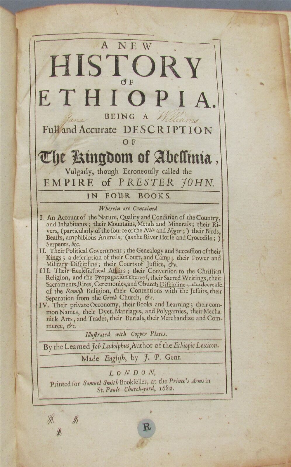 1682 HISTORY of ETHIOPIA KINGDOM OF ABESSINIA ILLUSTRATED antique in ENGLISH