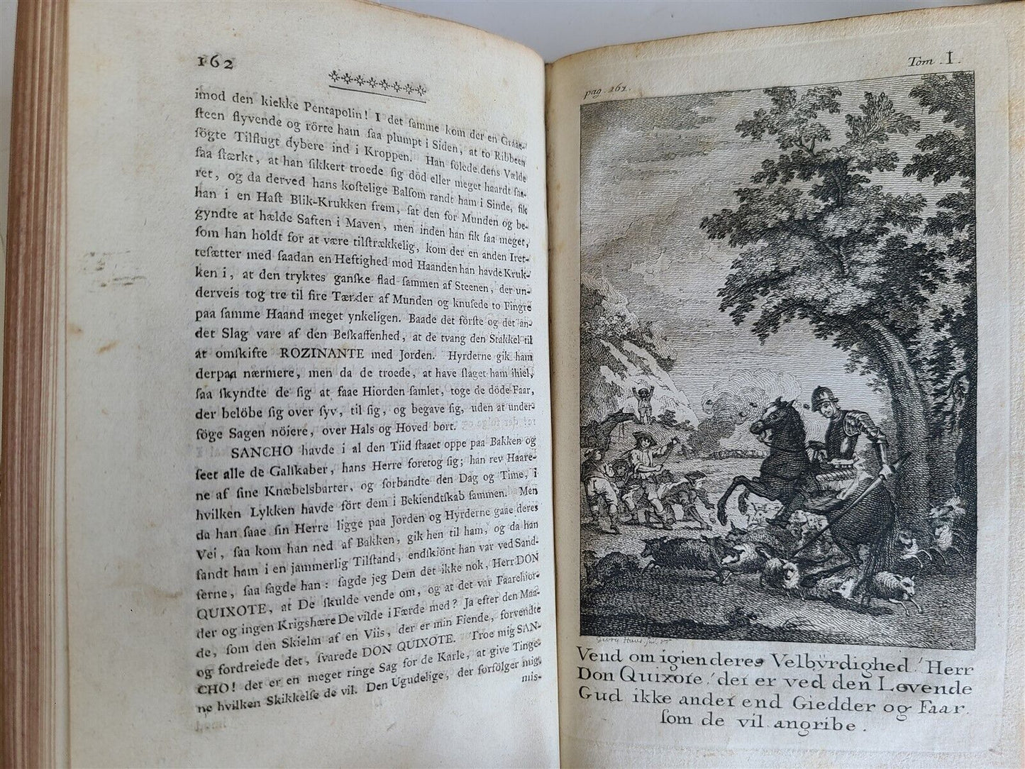 1776-77 4 vols DON QUIXOTE by CERVANTES 1st DANISH ED. antique ILLUSTRATED RARE