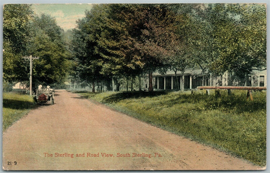 SOUTH STERLING PA ROAD VIEW 1910 ANTIQUE POSTCARD
