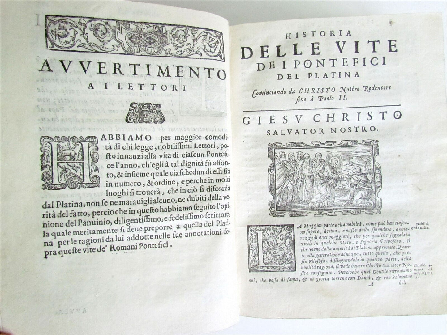 1643 BARTOLOMEO PLATINA LIVES of POPES antique 17th CENTURY ILLUSTRATED