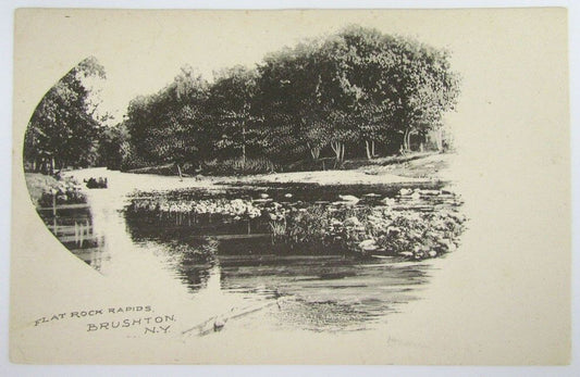 1906 ANTIQUE POSTCARD FLAT ROCK RAPIDS BRUSHTON N.Y.