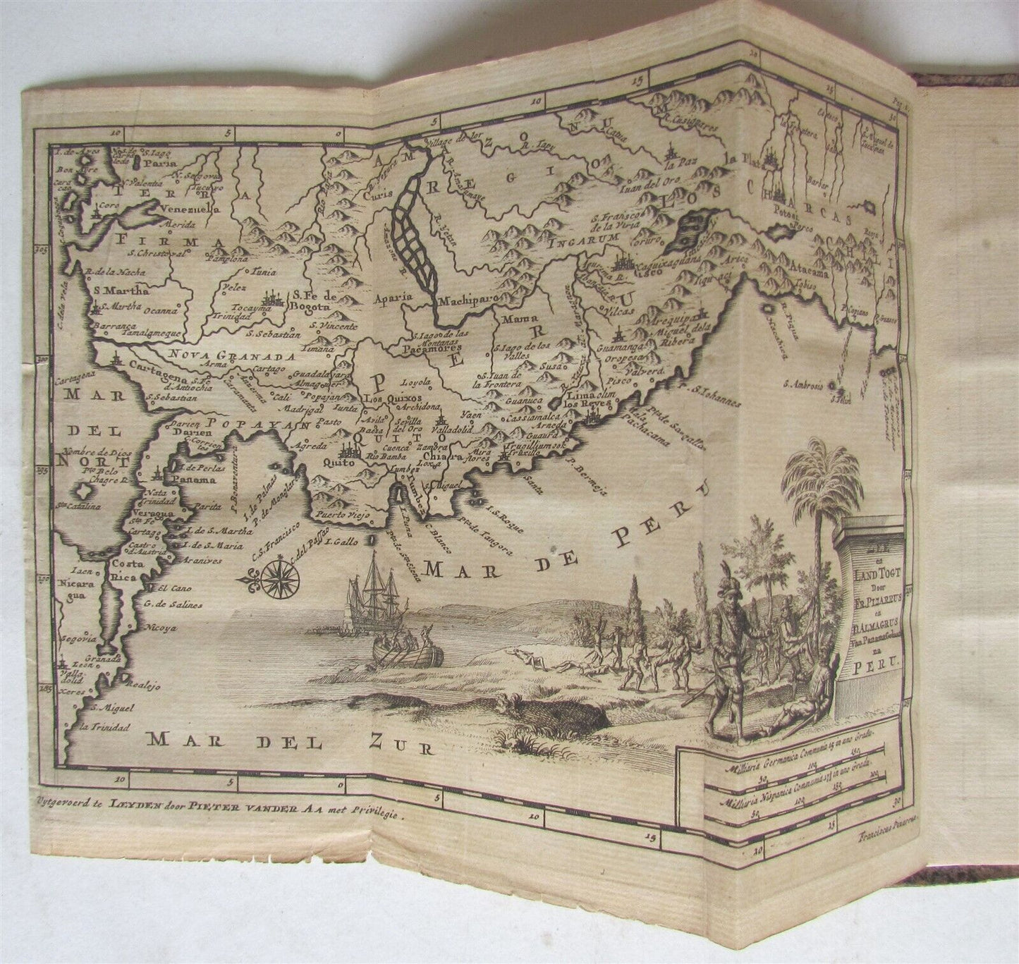 1706 CONQUEST of PERU & PANAMA ILLUSTRATED antique RARE F. Pizarro D. Almagro