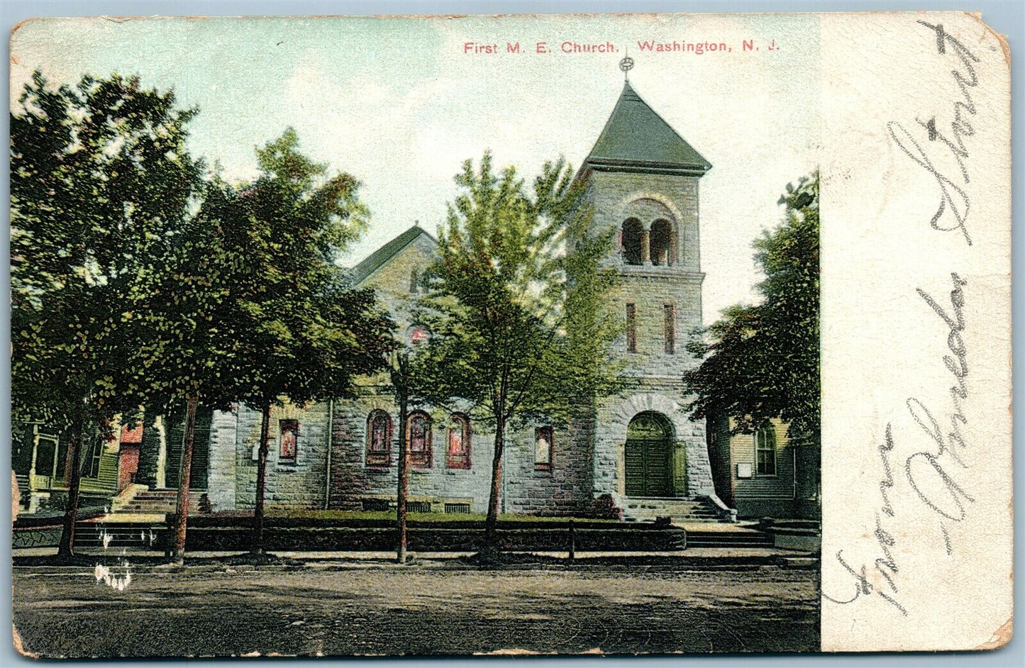 WASHINGTON NJ FIRST ME CHURCH ANTIQUE POSTCARD