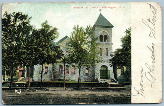 WASHINGTON NJ FIRST ME CHURCH ANTIQUE POSTCARD