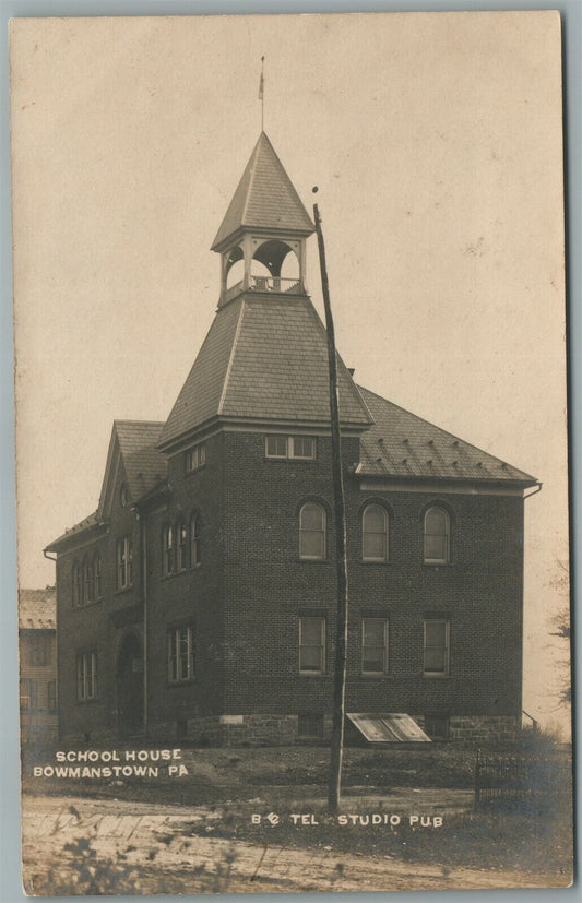 BOWMANSTOWN PA SCHOOL HOUSE ANTIQUE REAL PHOTO POSTCARD RPPC