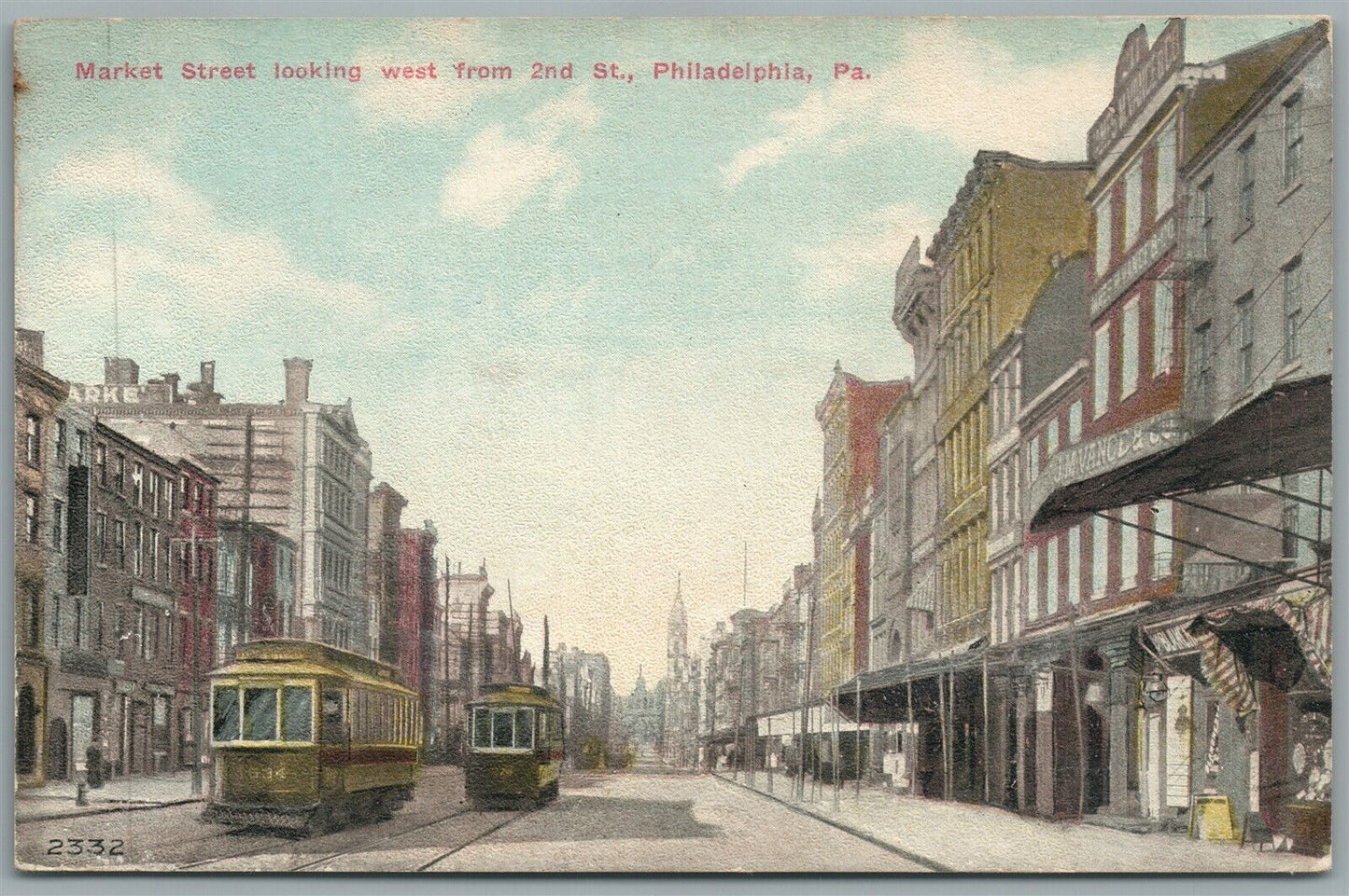 PHILADELPHIA PA MARKET STREET LOOKING WEST ANTIQUE POSTCARD