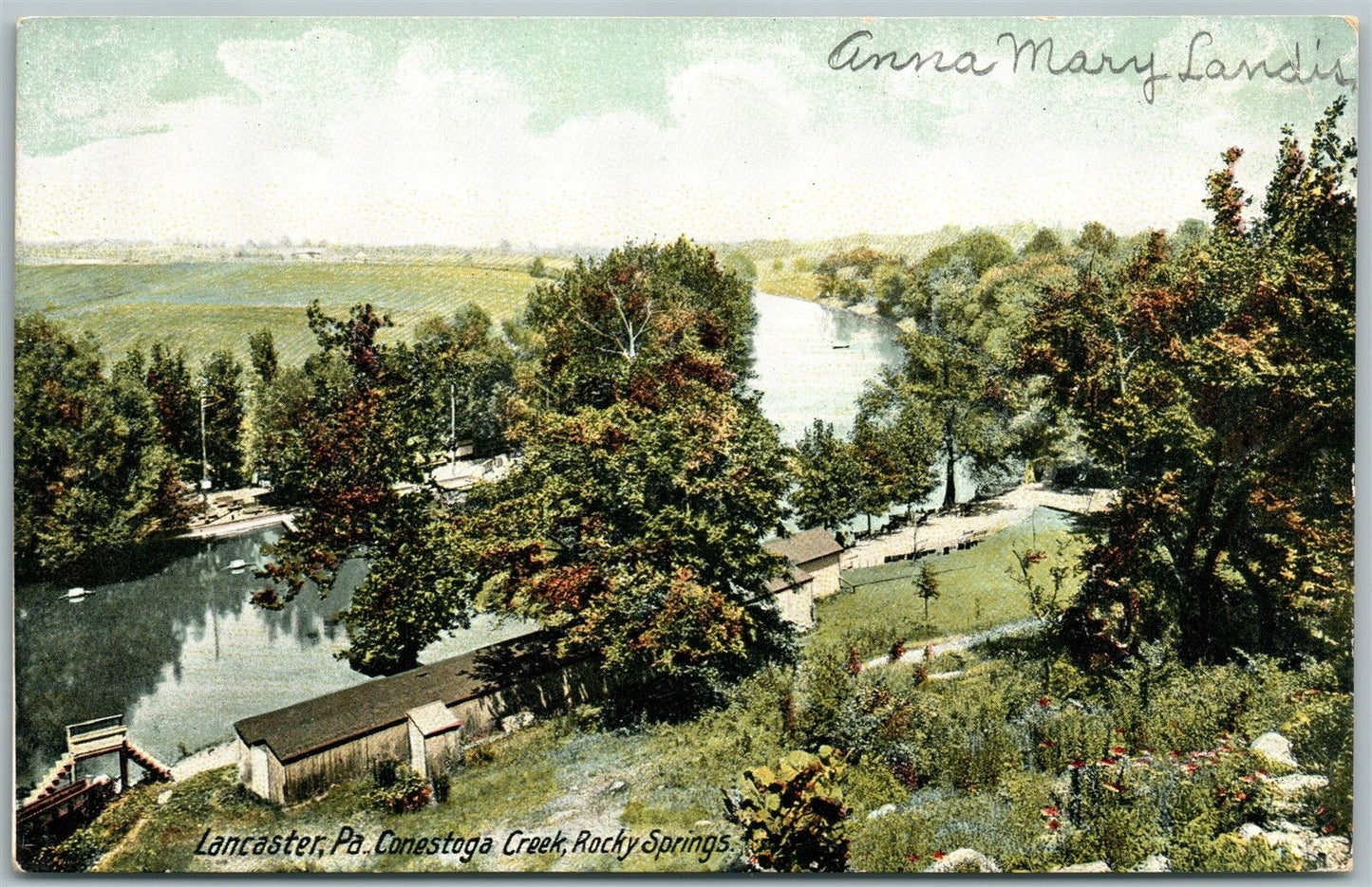 LANCASTER PA CONESTOGA CREEK ROCKY SPRINGS ANTIQUE POSTCARD