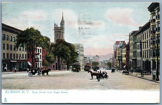 ALBANY NY STATE STREET 1906 ANTIQUE POSTCARD