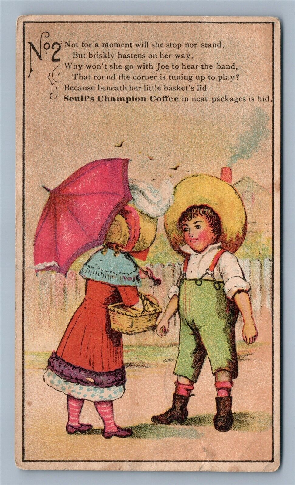 VICTORIAN TRADE CARD WILLIAM SCULL'S CHAMPION COFFEE CAMDEN NJ antique