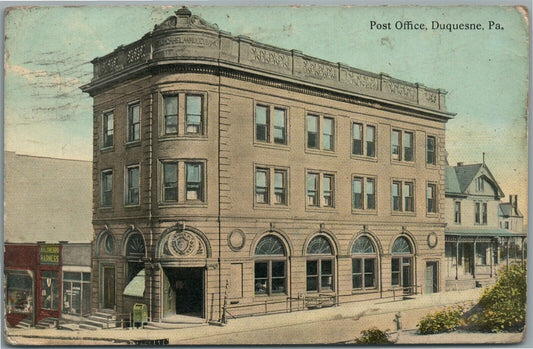 DUQUESNE PA POST OFFICE ANTIQUE POSTCARD