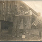 2 MEN w/ LITTLE BOY ANTIQUE REAL PHOTO POSTCARD RPPC