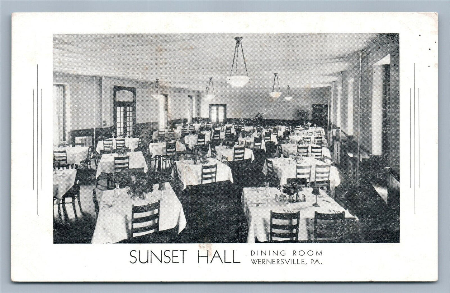 WERNERSVILLE PA SUNSET HALL RESTAURANT ANTIQUE POSTCARD