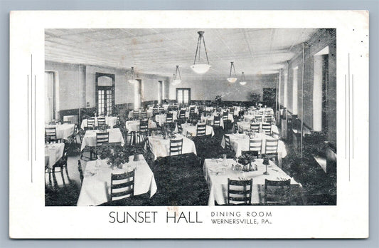 WERNERSVILLE PA SUNSET HALL RESTAURANT ANTIQUE POSTCARD