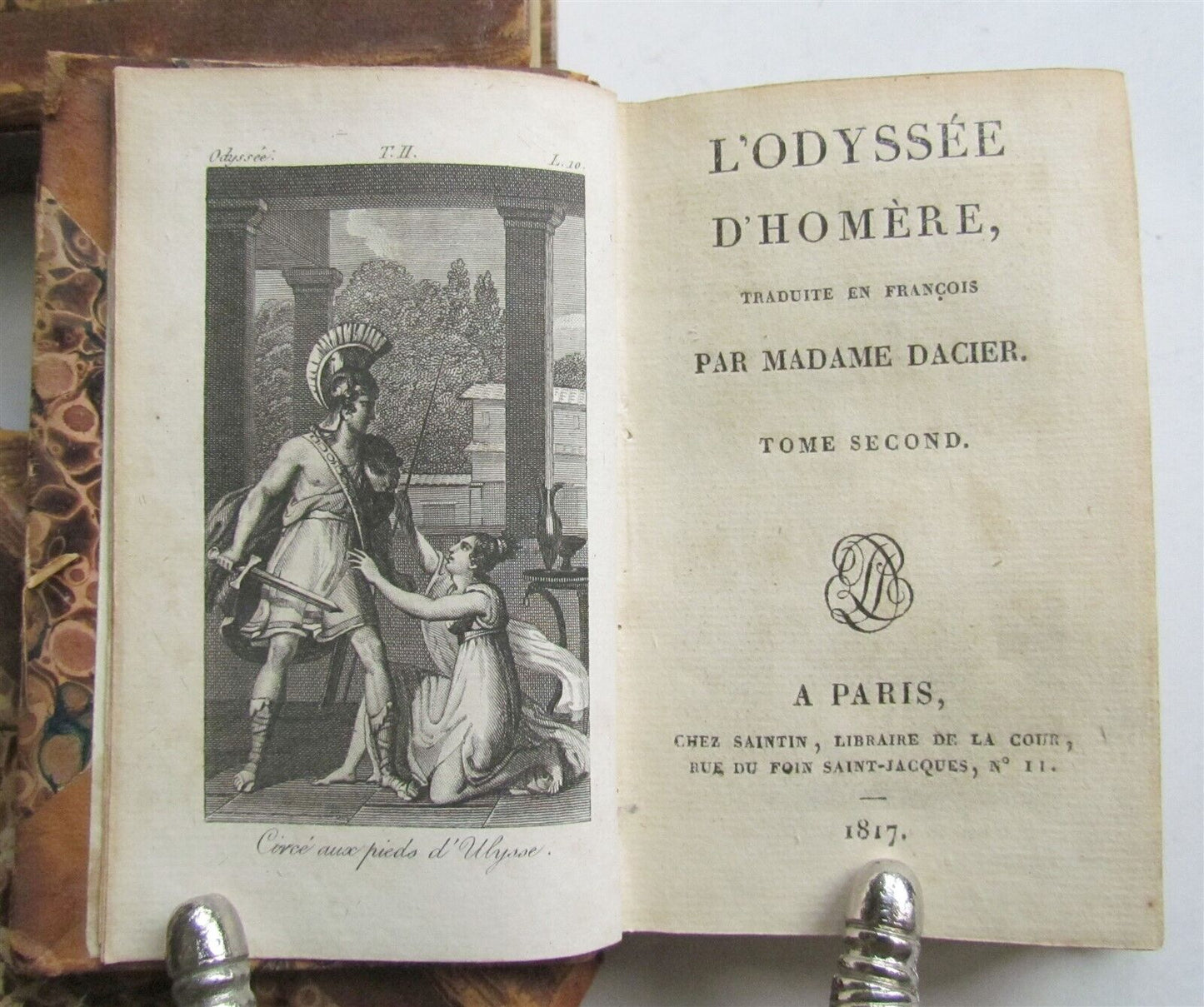 1817 HOMEROS Odyssey antique 3 volumes in FRENCH ILLUSTRATED