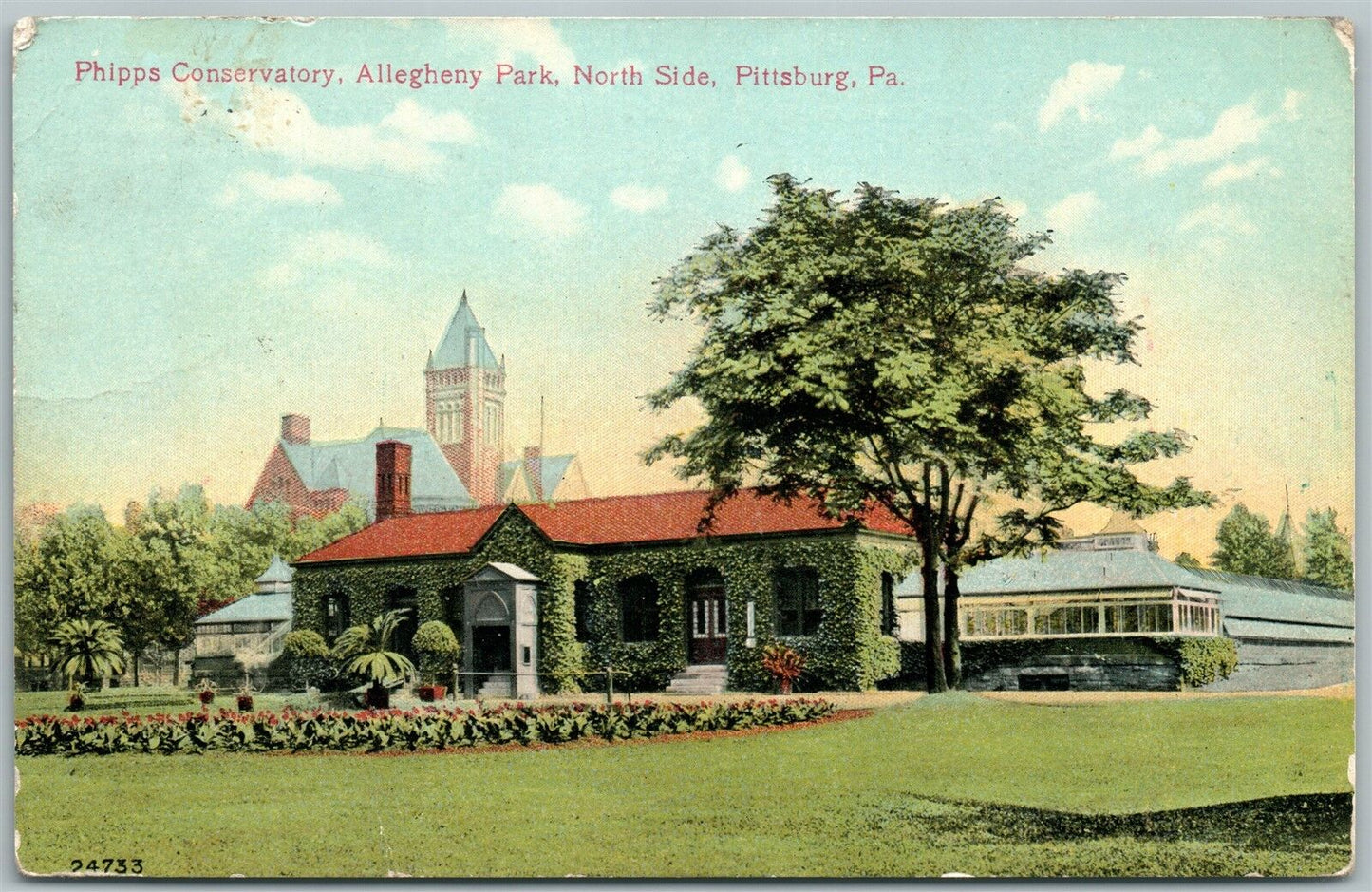 PITTSBURG PA PHIPPS CONSERVATORY ALLEGHENY PARK 1914 ANTIQUE POSTCARD