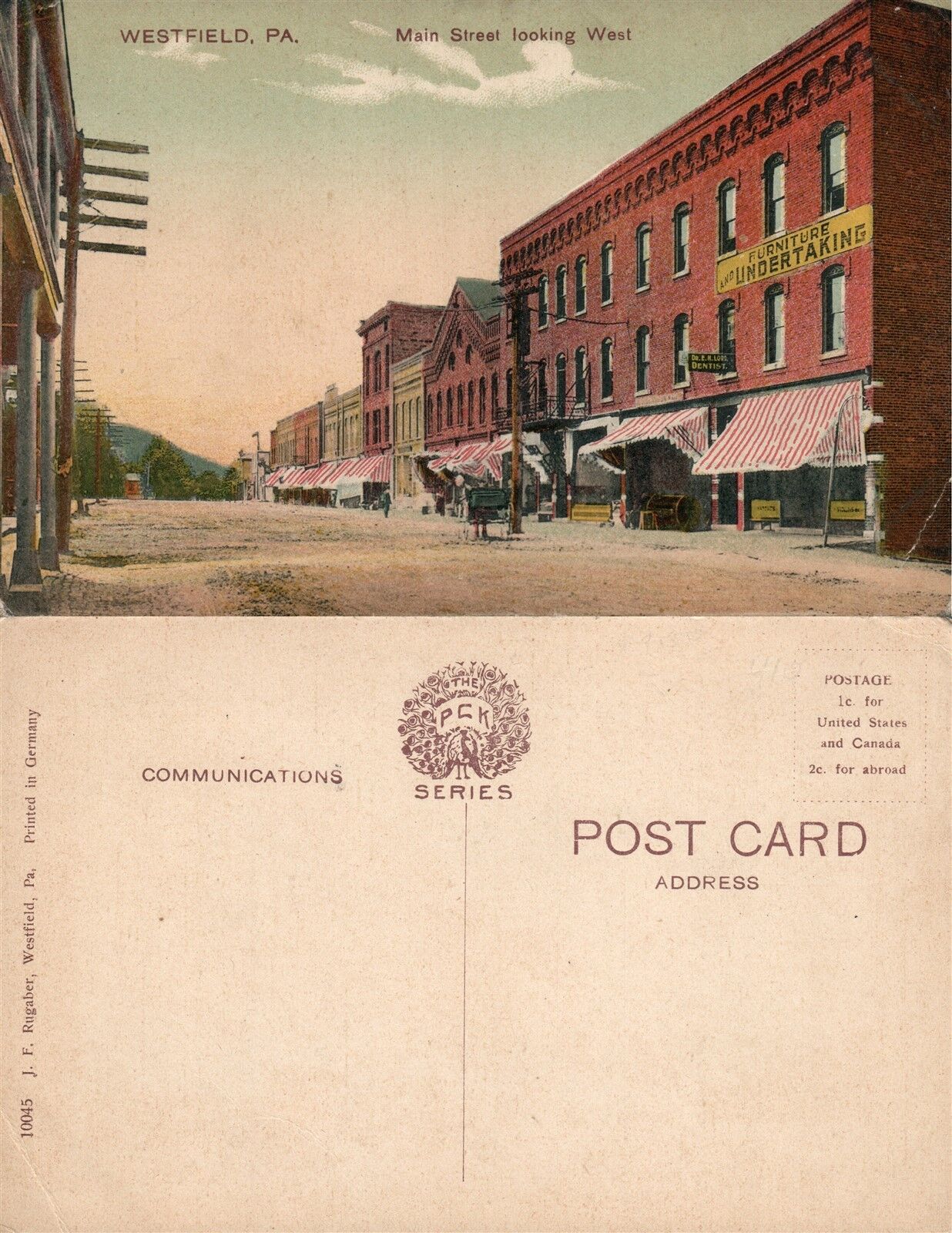 WESTFIELD PA MAIN STREET ANTIQUE POSTCARD