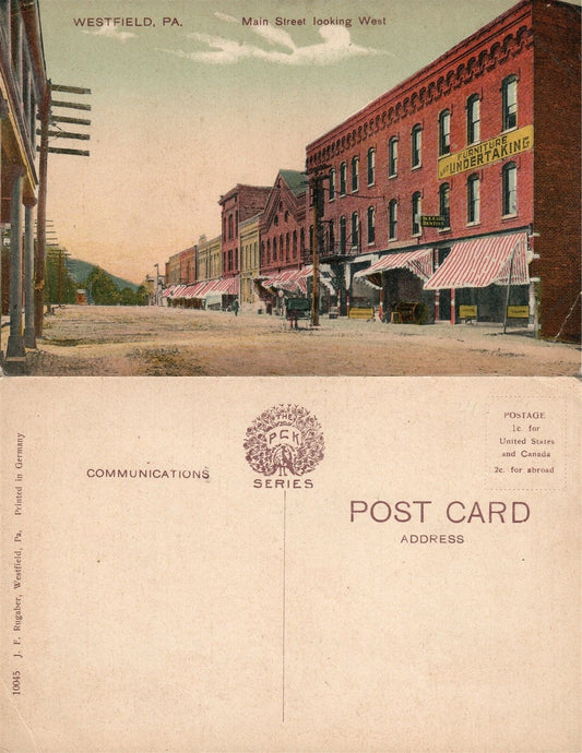 WESTFIELD PA MAIN STREET ANTIQUE POSTCARD