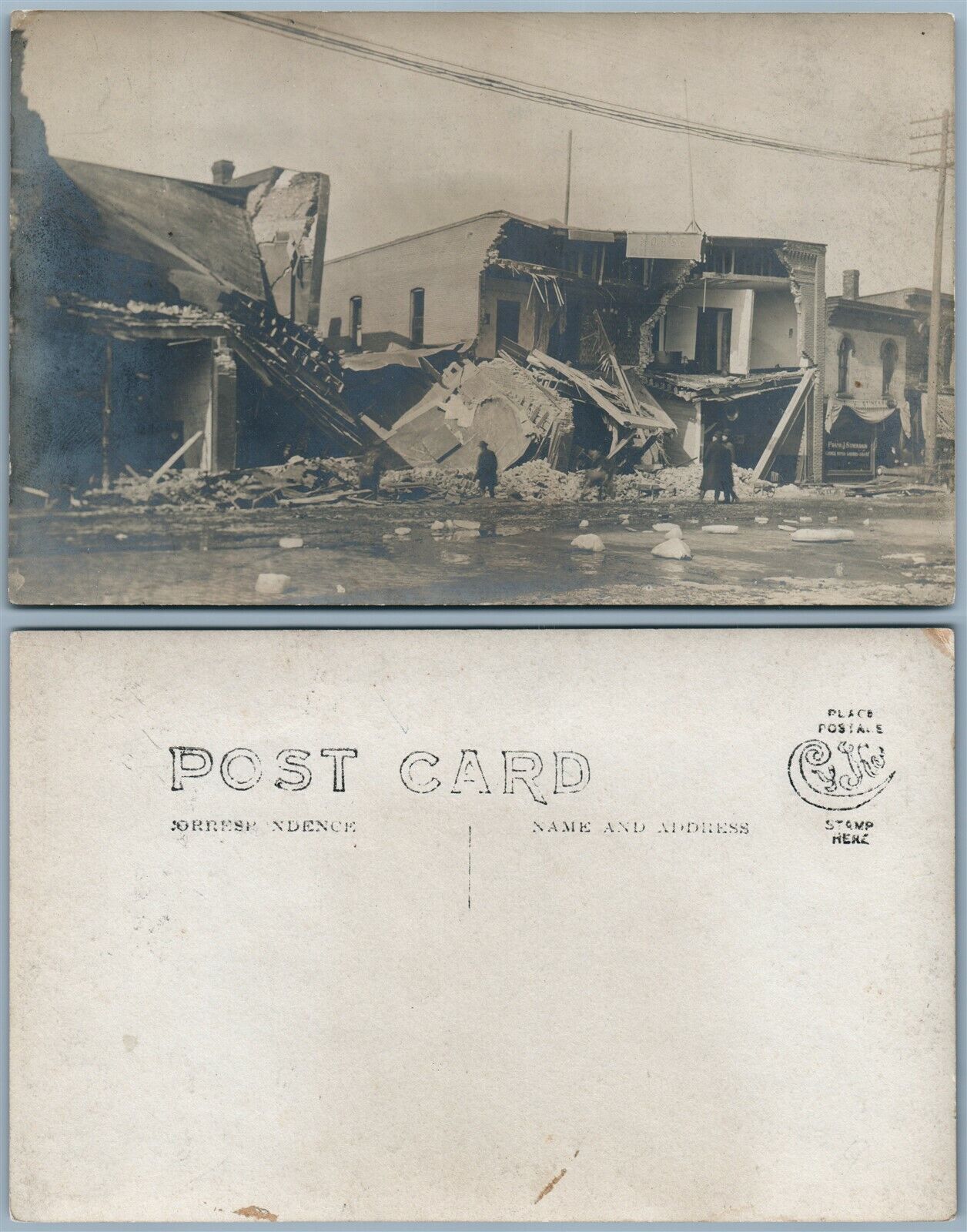 TORNADO DISASTER SCENE ANTIQUE REAL PHOTO POSTCARD RPPC