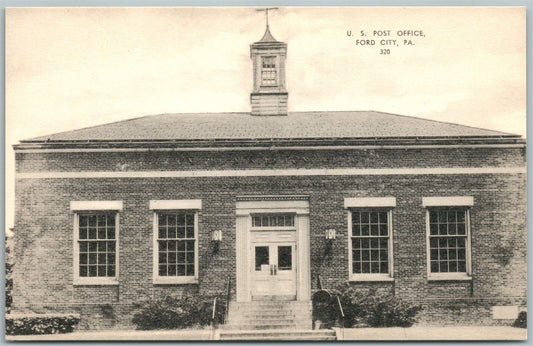 FORD CITY PA U.S. POST OFFICE VINTAGE POSTCARD