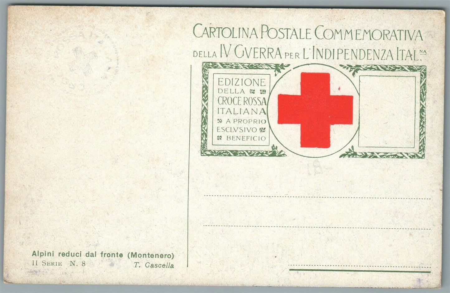 WWI ERA ITALIAN RED CROSS MILITARY ANTIQUE POSTCARD WOUNDED SOLDIERS
